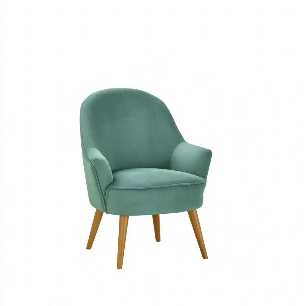 Sillón con respaldo envolvente y patas inclinadas - verde