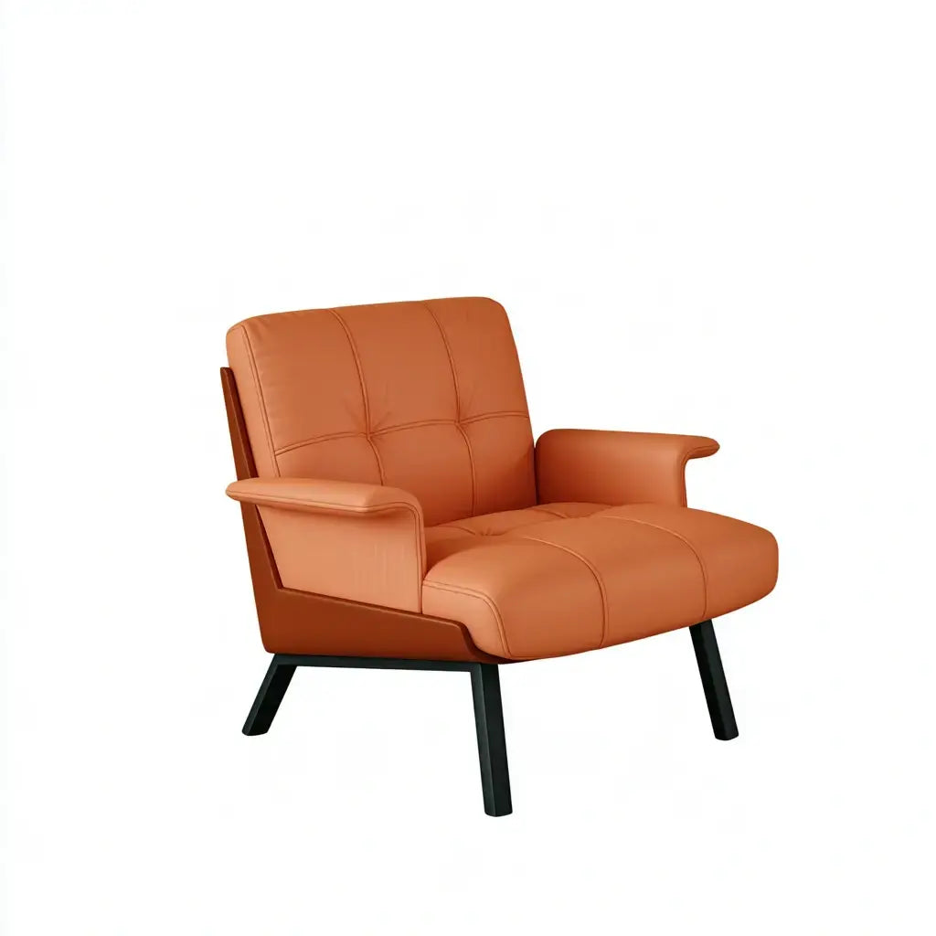 Sillón con cojines segmentados y brazos abiertos - naranja/marrón