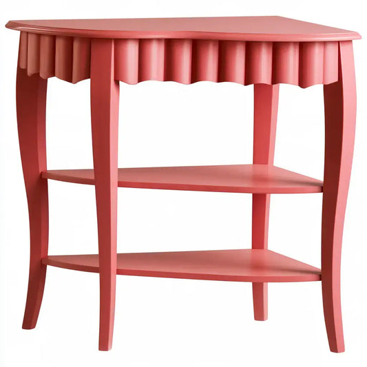 Consola con cajón ondulado y dos estantes - rosa