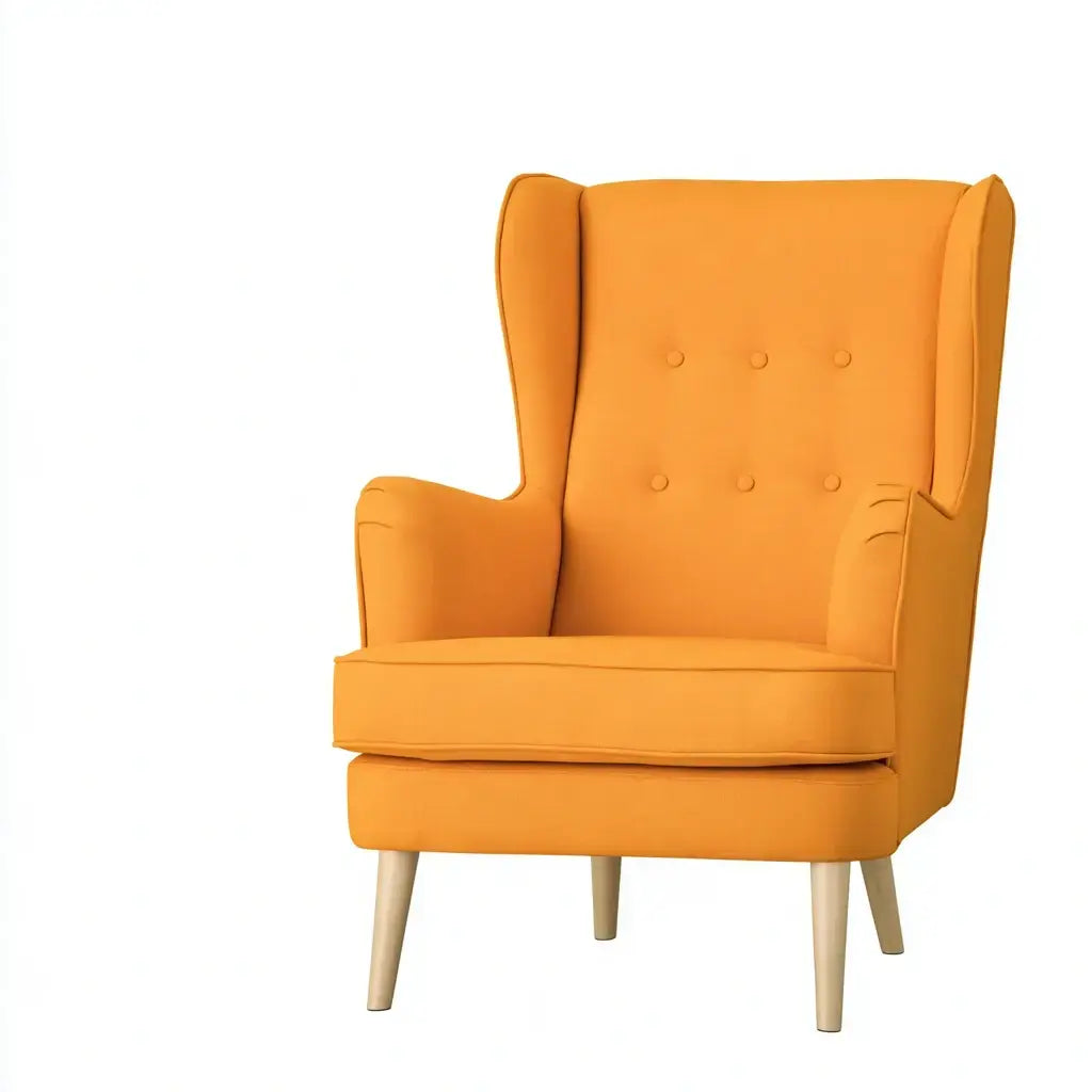 Sillón orejero con respaldo de botones - naranja