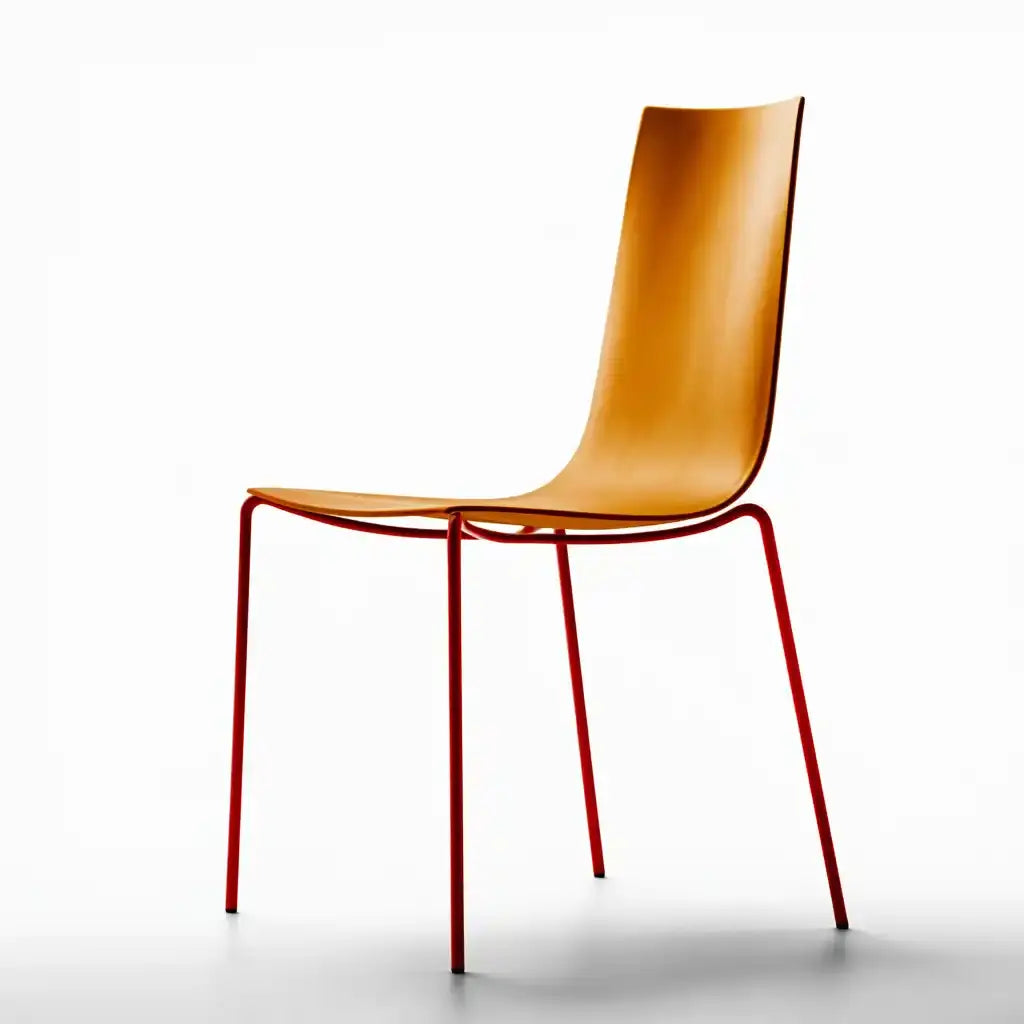 Silla con respaldo alto y patas finas - amarillo/rojo