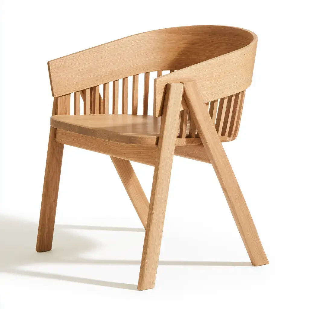 Silla con respaldo de varillas y patas angulares - beige